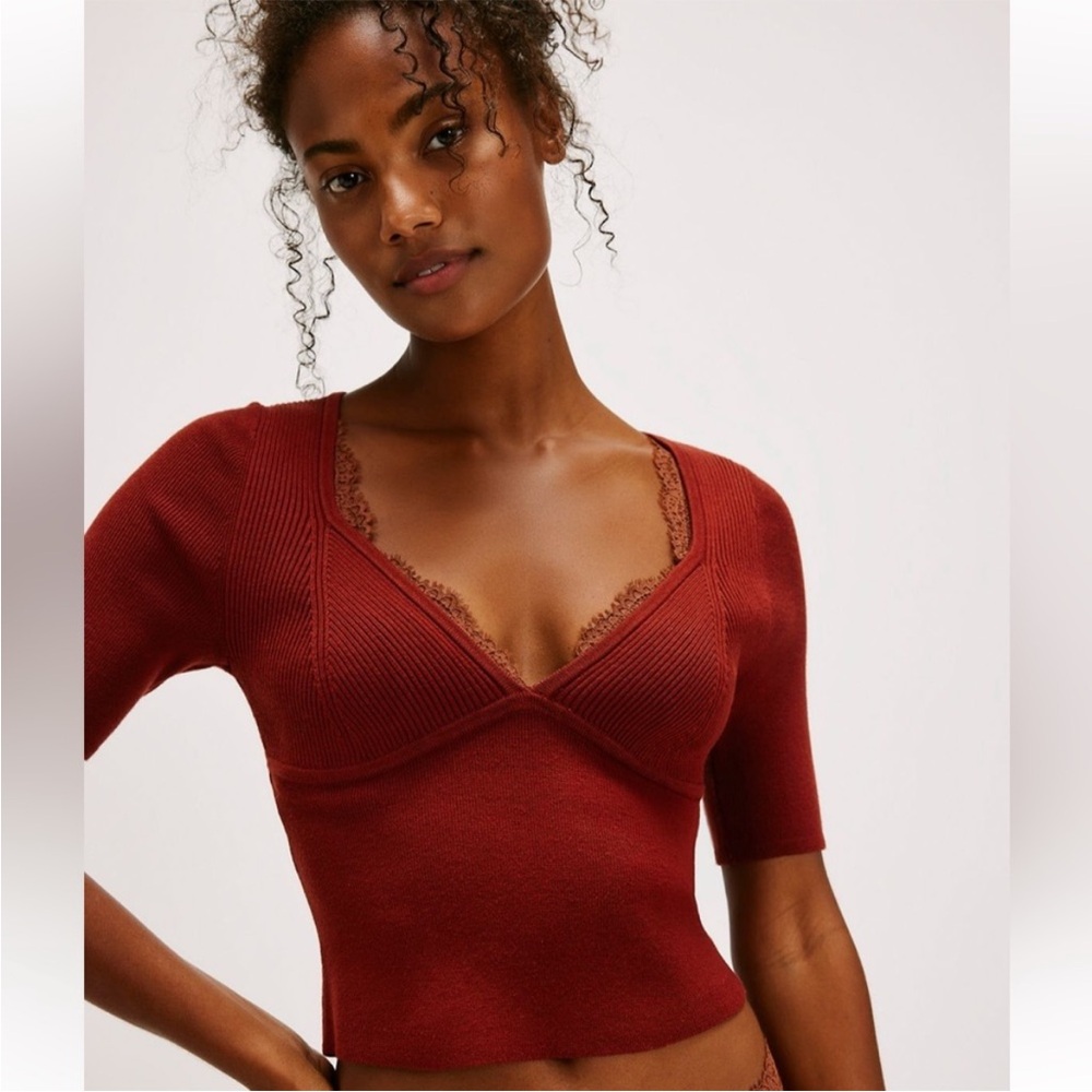 Free people Teagan Swit Short sleeve sweater shirts
